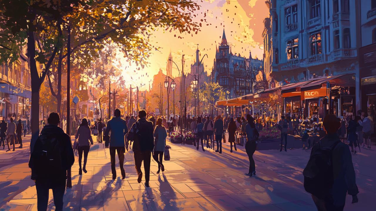 Elementos esenciales de la vida y sociedad moderna en las ciudades europeas